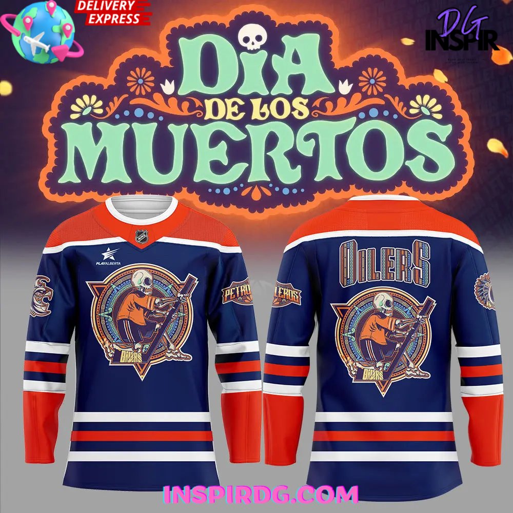 Edmonton Oilers Dia De Los Muertos 2024 Hockey Jersey