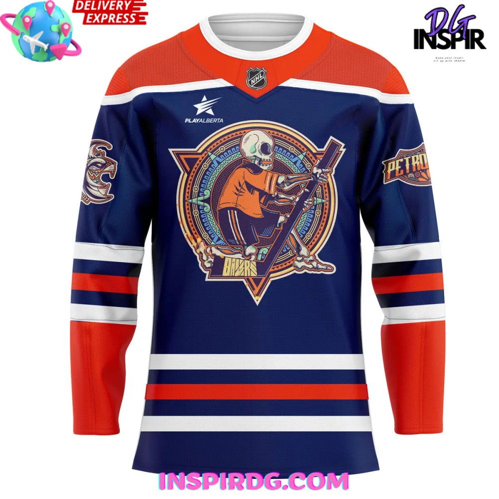 Edmonton Oilers Dia De Los Muertos 2024 Hockey Jersey