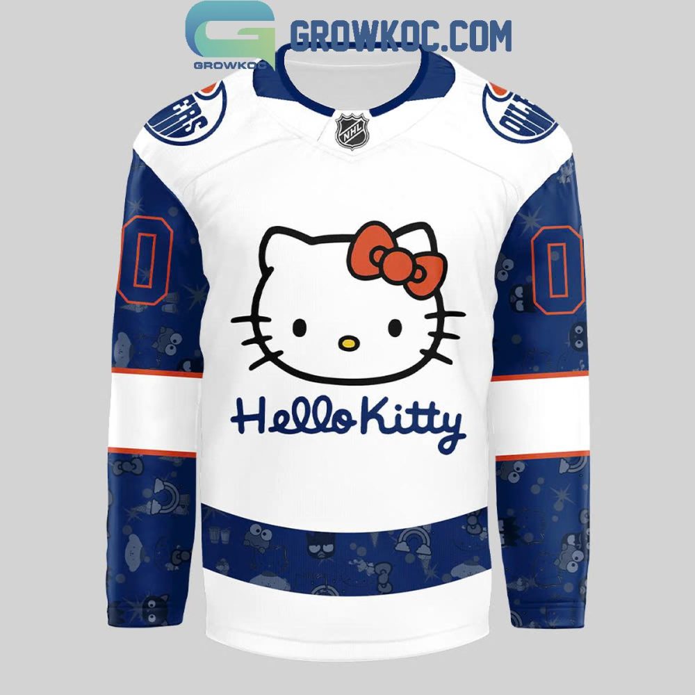 Edmonton Oilers Hello Kitty 50Th Anniversary 2024 Personalized Hockey Jersey