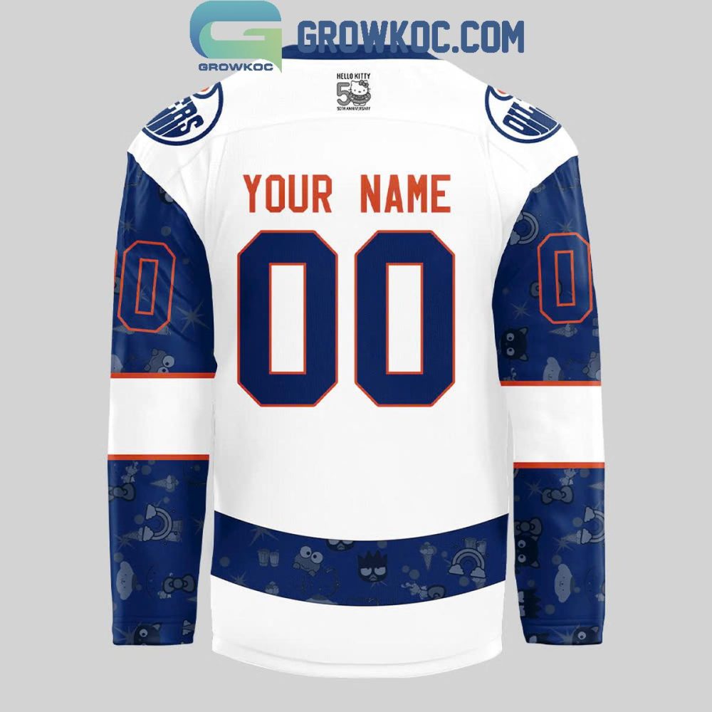 Edmonton Oilers Hello Kitty 50Th Anniversary 2024 Personalized Hockey Jersey