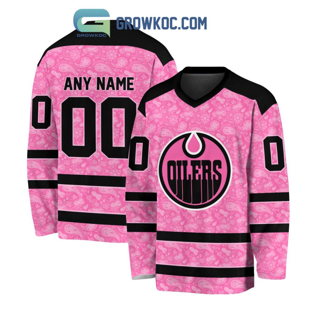 Edmonton Oilers Nhl Special Pink Breast Cancer Hockey Jersey Long Sleeve