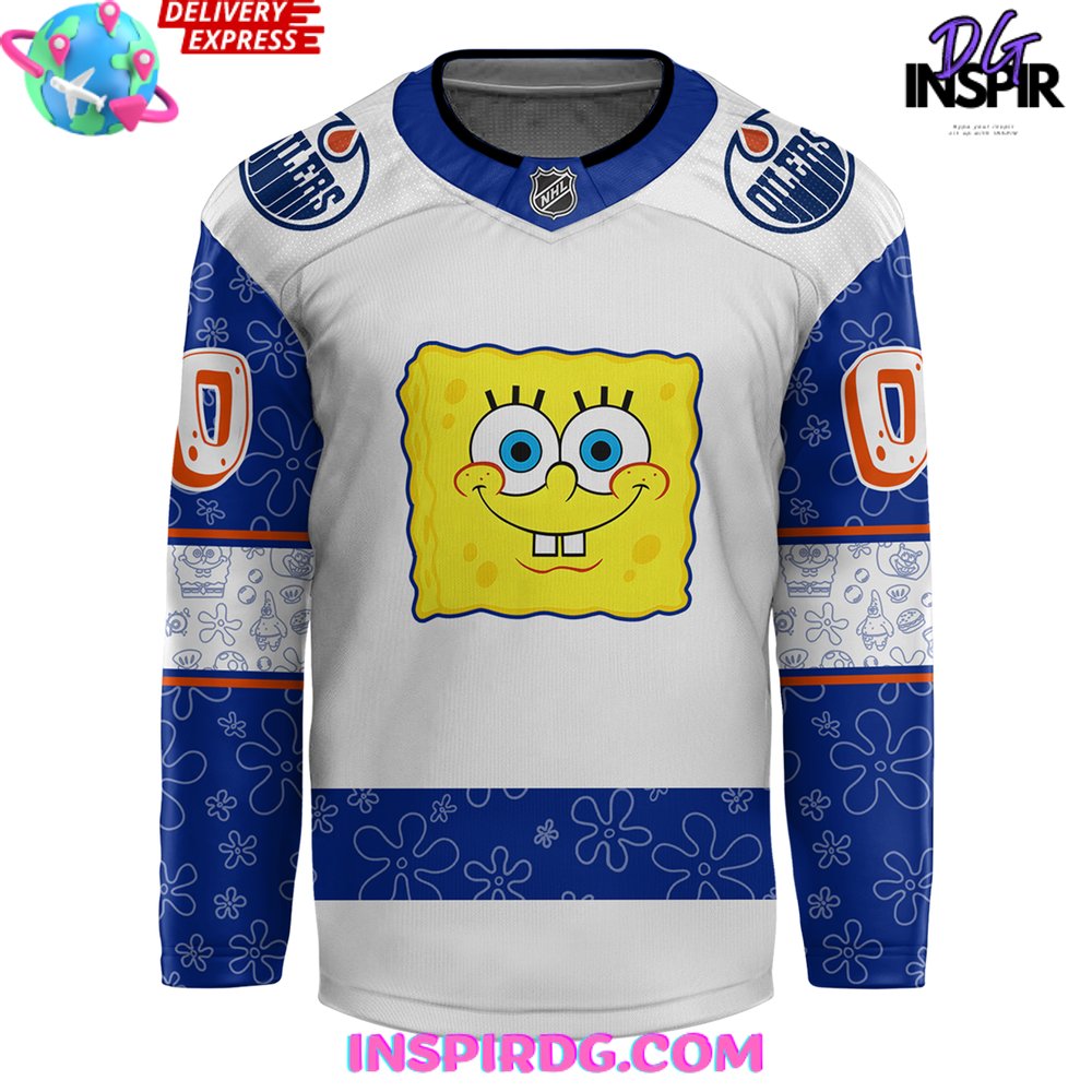 Edmonton Oilers Spongebob 25Th Anniversary Custom Hockey Jersey