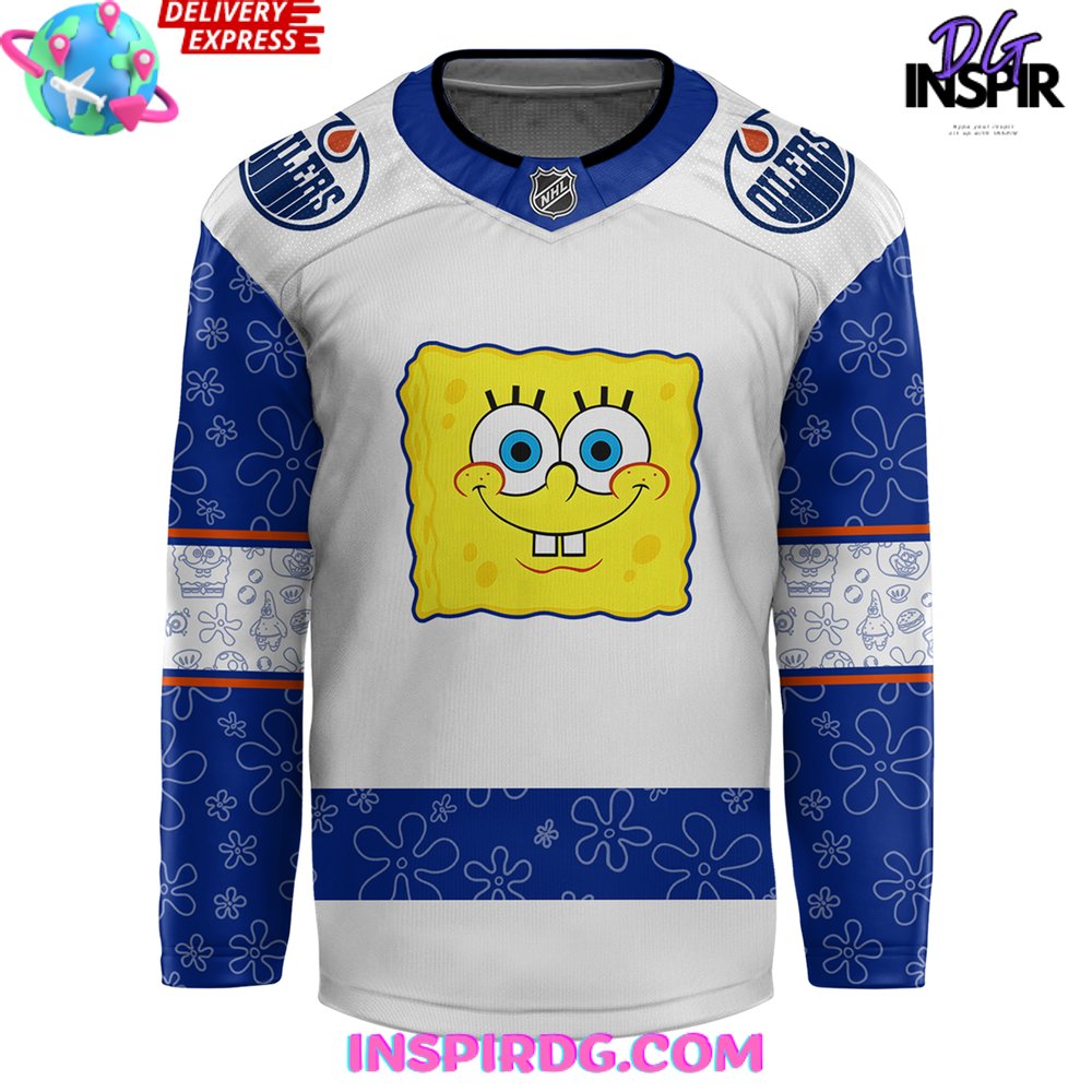Edmonton Oilers Spongebob 25Th Anniversary Special Hockey Jersey
