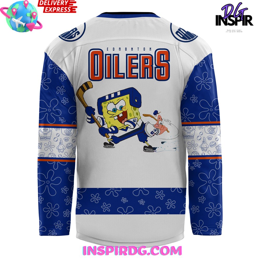 Edmonton Oilers Spongebob 25Th Anniversary Special Hockey Jersey