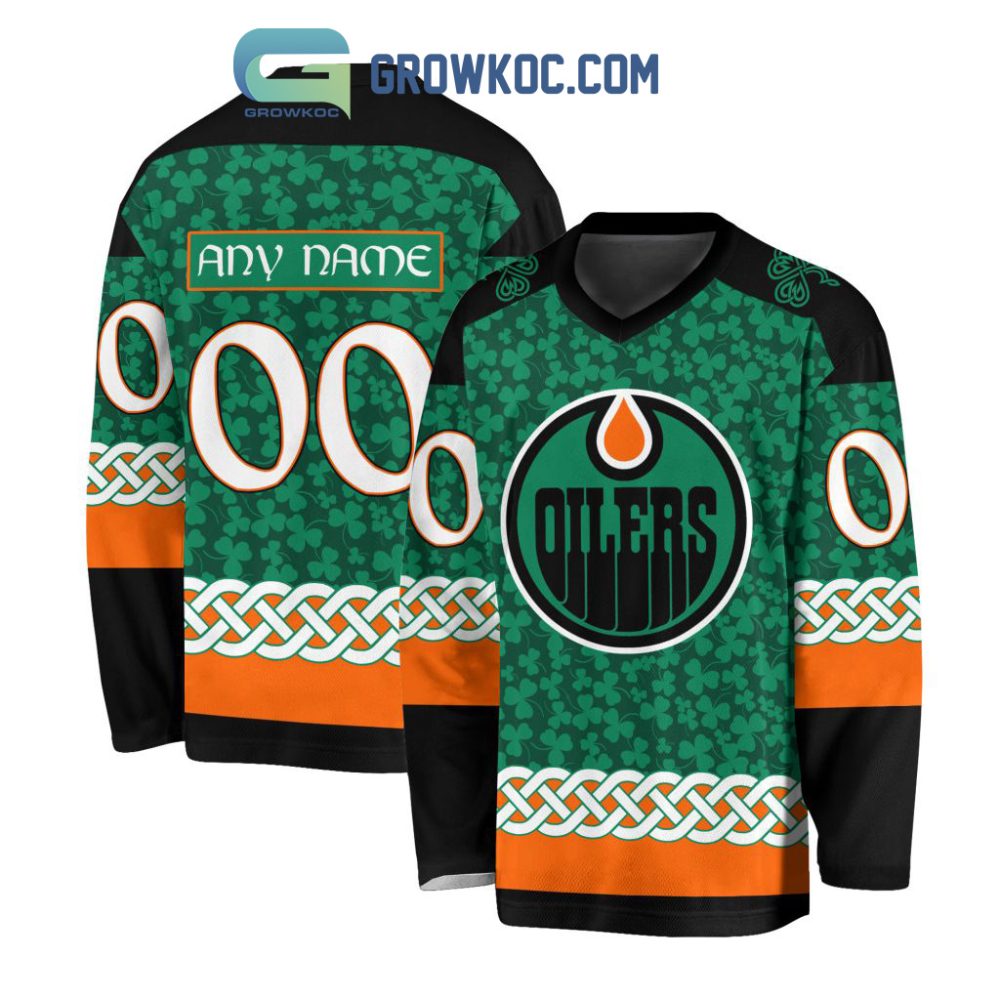Edmonton Oilers St.Patrick'S Day Personalized Long Sleeve Hockey Jersey