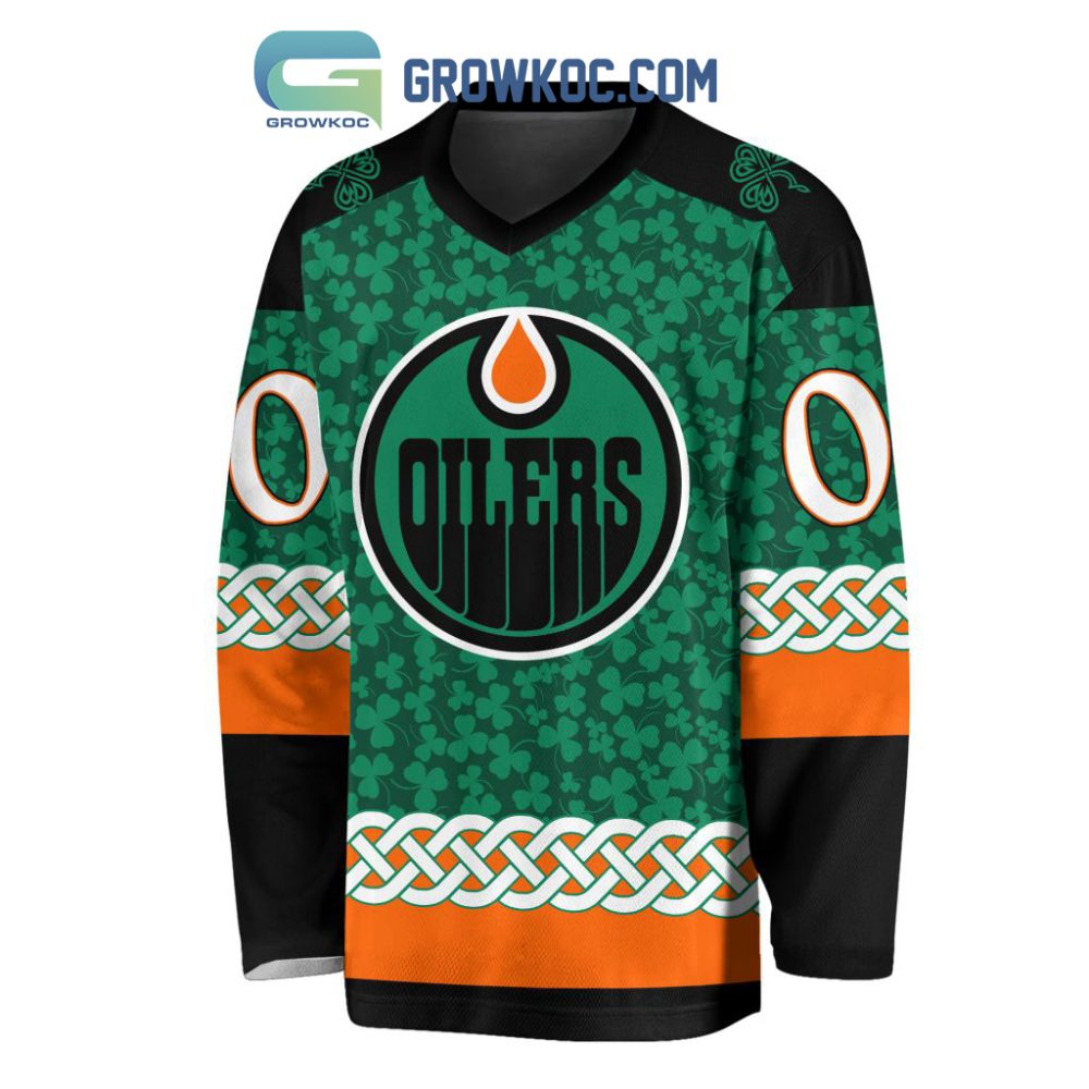 Edmonton Oilers St.Patrick'S Day Personalized Long Sleeve Hockey Jersey