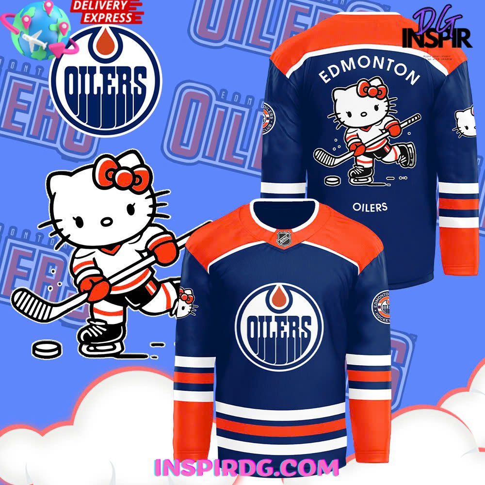 Edmonton Oilers X Hello Kitty 50Th Anniversary Hockey Jersey