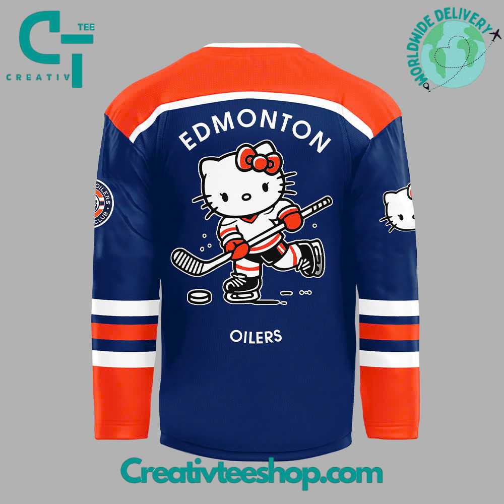 Edmonton Oilers X Hello Kitty 50Th Anniversary Hockey Jersey