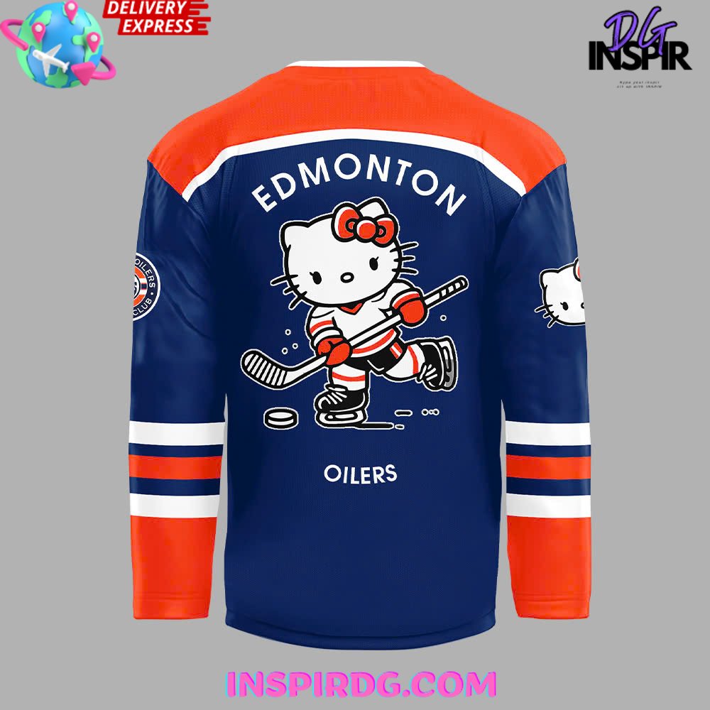 Edmonton Oilers X Hello Kitty 50Th Anniversary Hockey Jersey