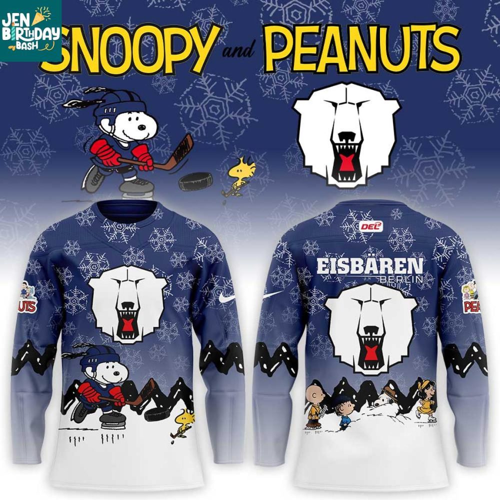 Eisbaren Berlin Snoopy Peanuts 2025 Christmas Personalized Hockey Jersey