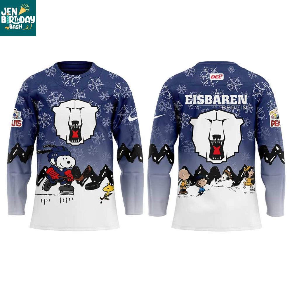 Eisbaren Berlin Snoopy Peanuts 2025 Christmas Personalized Hockey Jersey
