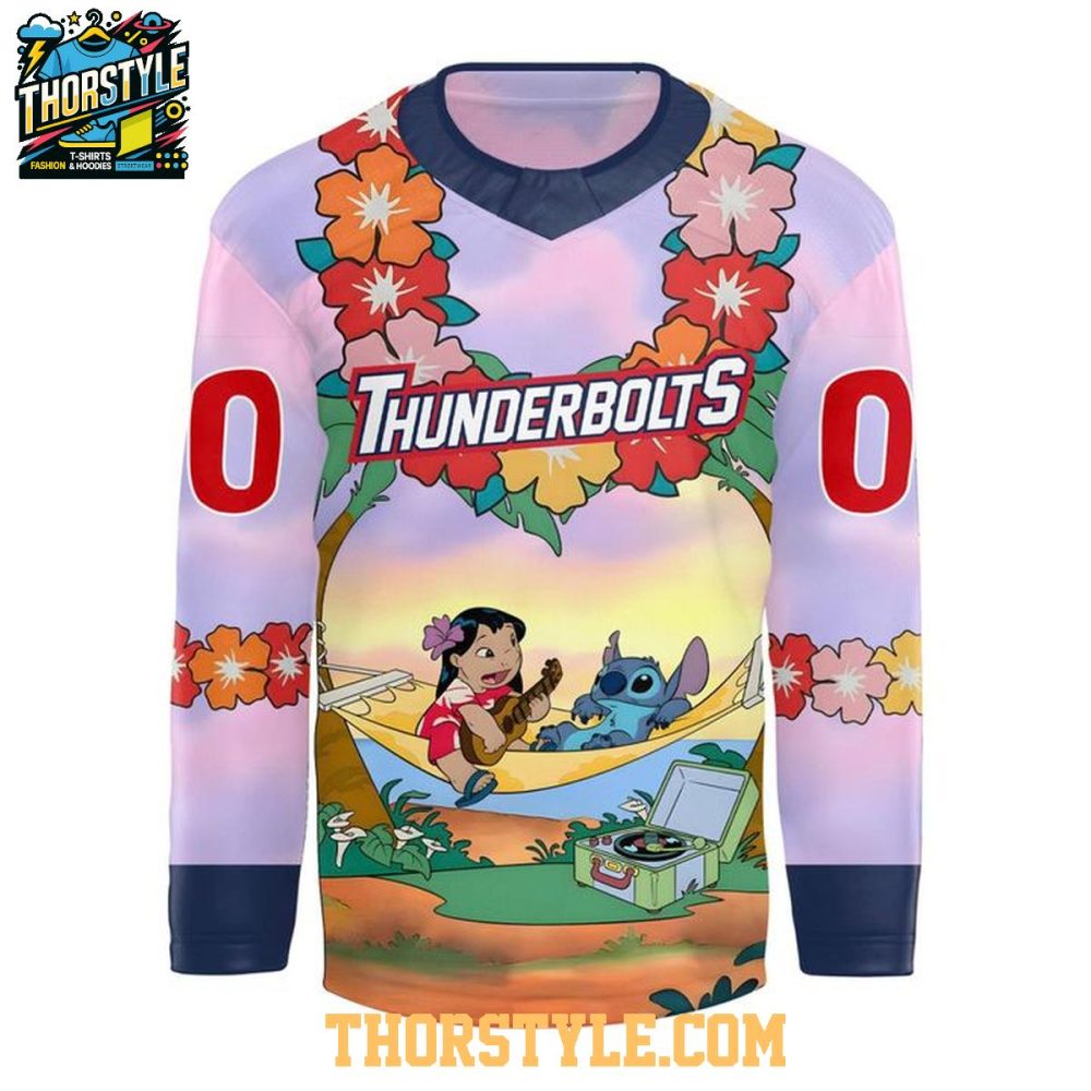 Evansville Thunderbolts 2026 Lilo &amp; Stitch Night Of Friends Personalized Hockey Jersey