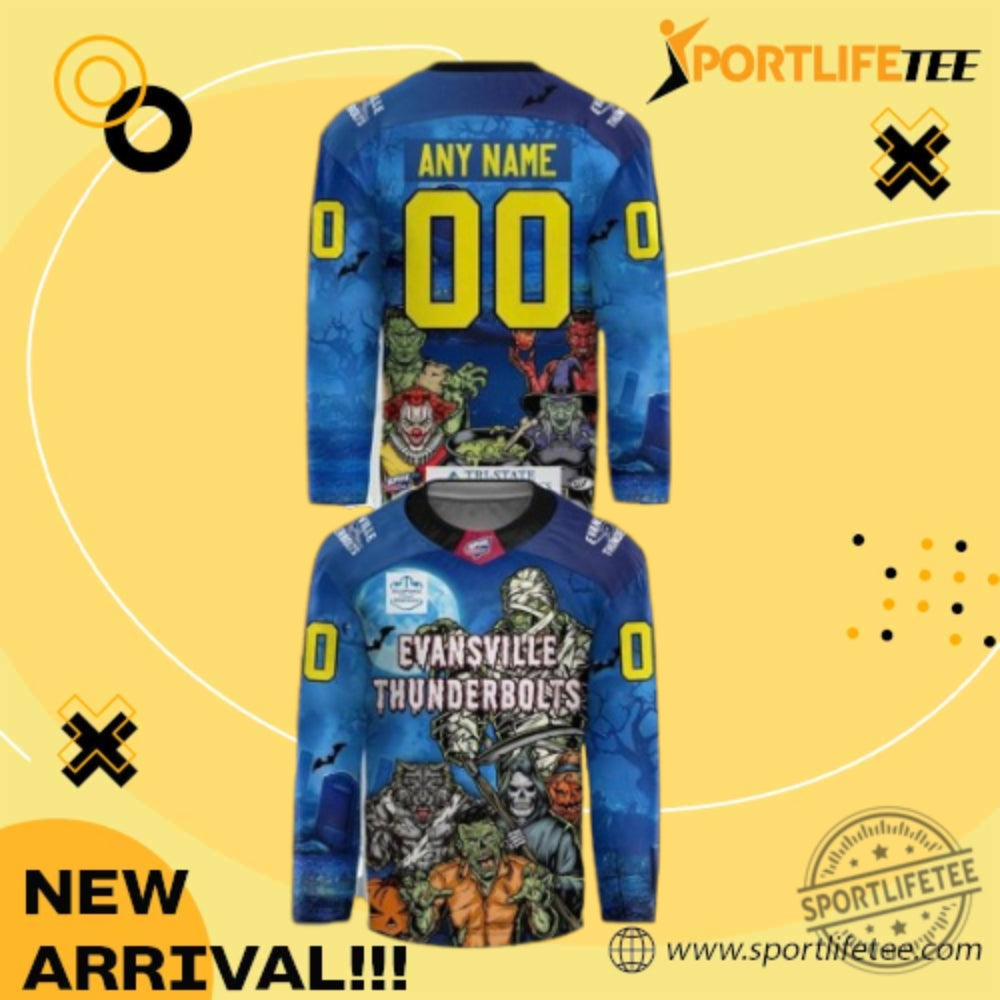 Evansville Thunderbolts Happy Halloween 2025 Hockey Jersey