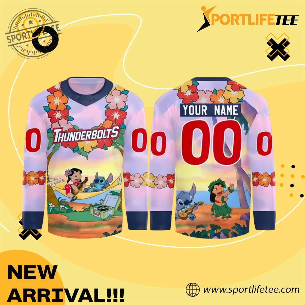 Evansville Thunderbolts Lilo Stitch 2026 Hockey Jersey Edition