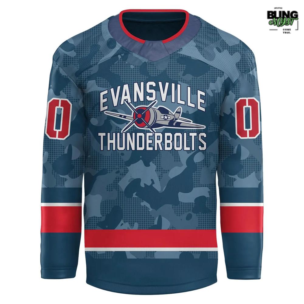Evansville Thunderbolts Military Appreciation 2025 Hockey Jersey