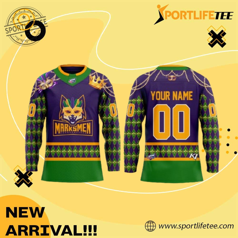 Fayetteville Marksmen Mardi Gras Drip Has Entered The Chat 2026 Hockey Jersey