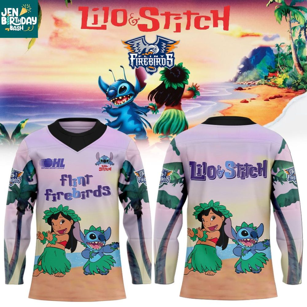 Flint Firebirds Lilo &amp; Stitch 2025 Fuel The Fire Hockey Jersey