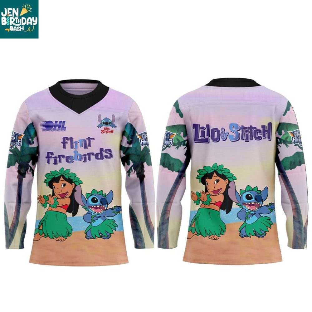 Flint Firebirds Lilo &amp; Stitch 2025 Fuel The Fire Hockey Jersey