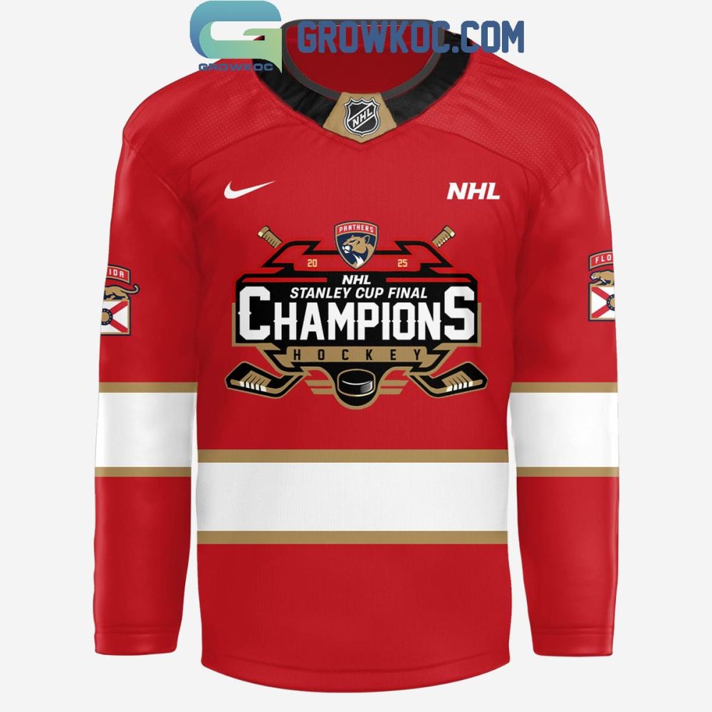 Florida Panthers 2025 Stanley Cup Champions Back To Back Hockey Jersey