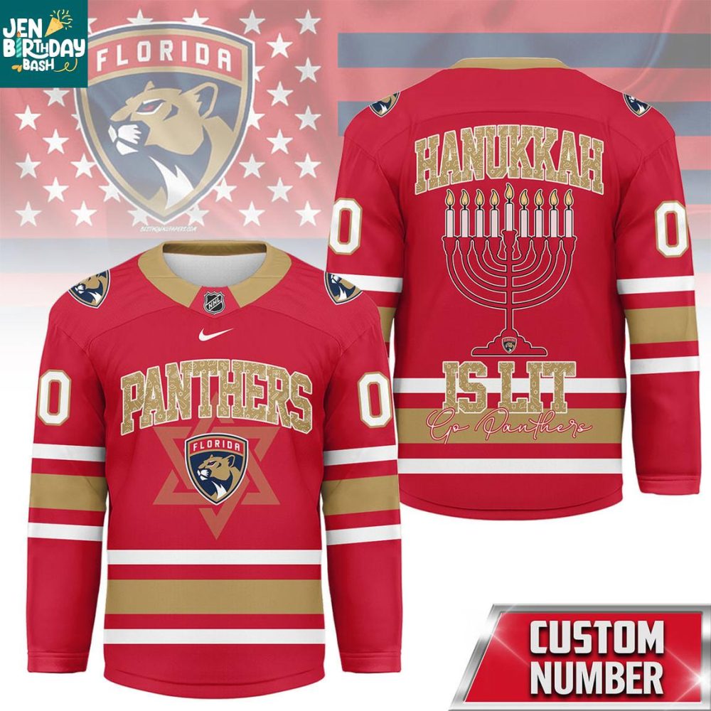 Florida Panthers Happy Hanukkah 2025 Personalized Hockey Jersey