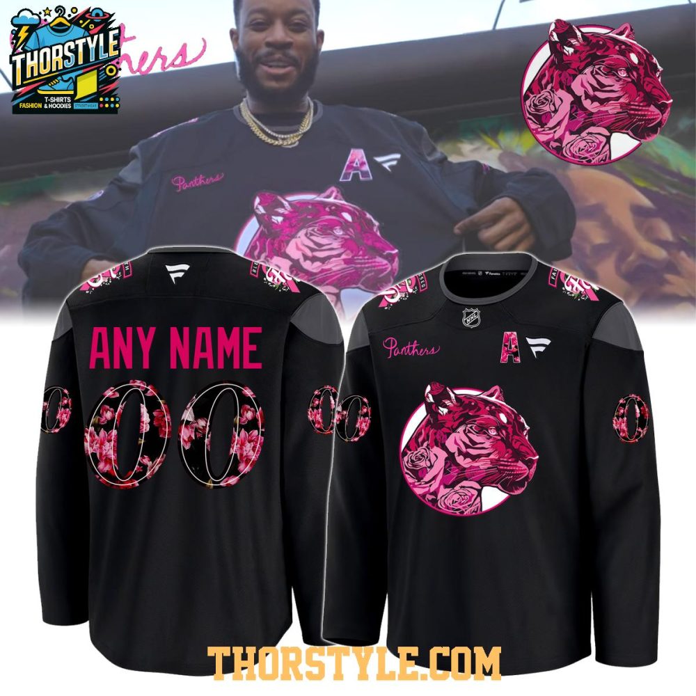 Florida Panthers In Black And Pink 2025 Personalized Hockey Jersey