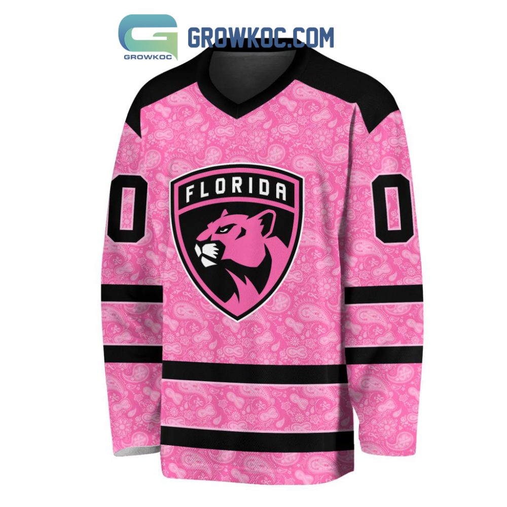 Florida Panthers Nhl Special Pink Breast Cancer Hockey Jersey Long Sleeve