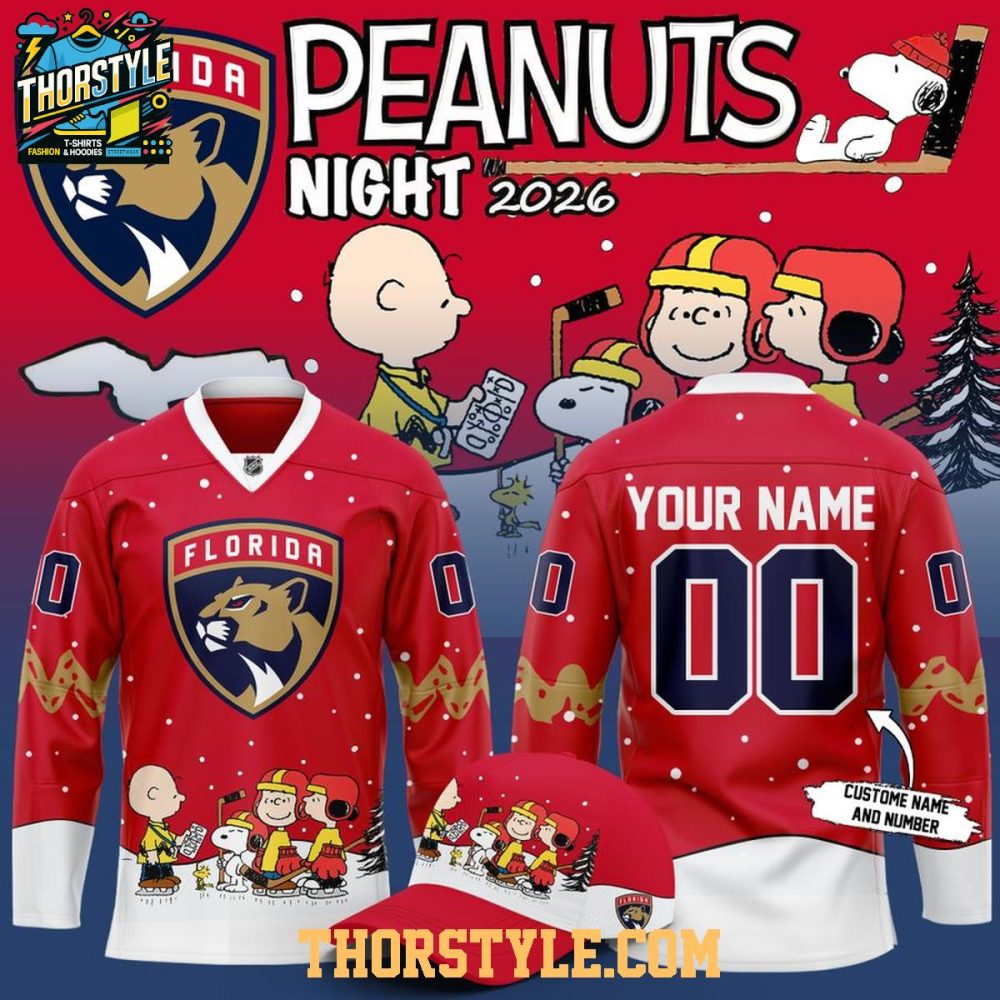 Florida Panthers Peanuts Theme Night 2026 Personalized Hockey Jersey
