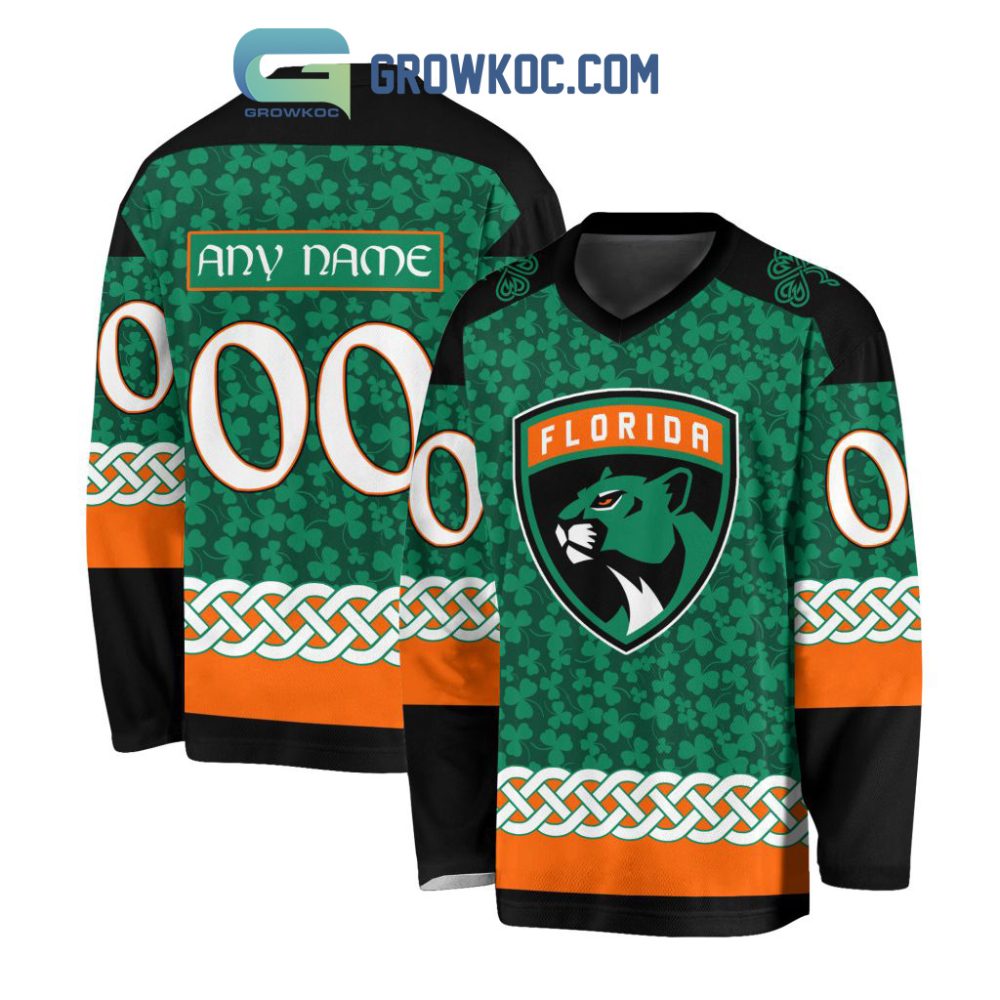 Florida Panthers St.Patrick'S Day Personalized Long Sleeve Hockey Jersey