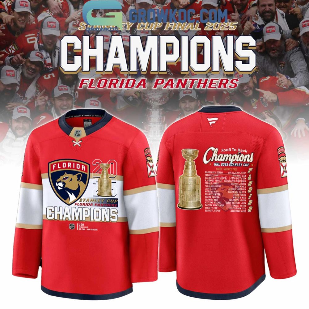 Florida Panthers Stanley Cup Champions 2025 Back To Back Hockey Jersey