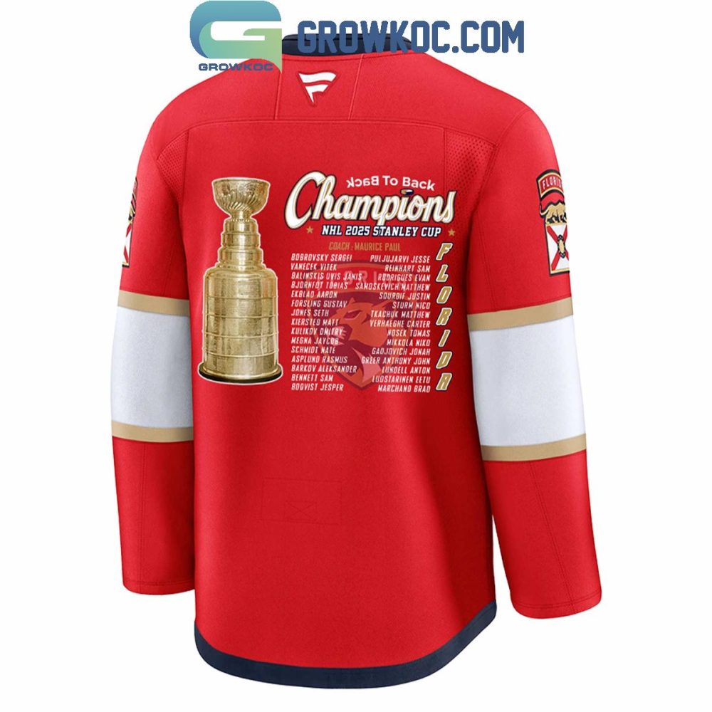 Florida Panthers Stanley Cup Champions 2025 Back To Back Hockey Jersey