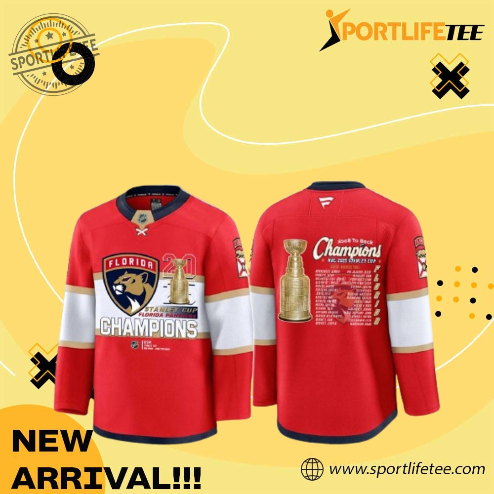 Florida Panthers Stanley Cup Champions 2025 Back To Back Hockey Jersey