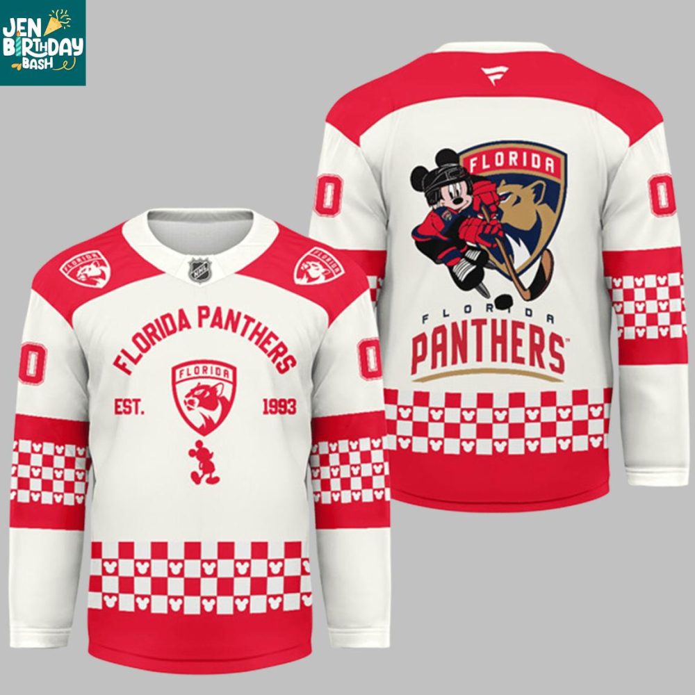 Florida Panthers X Disney Mickey 2026 Crossover Personalized Hockey Jersey