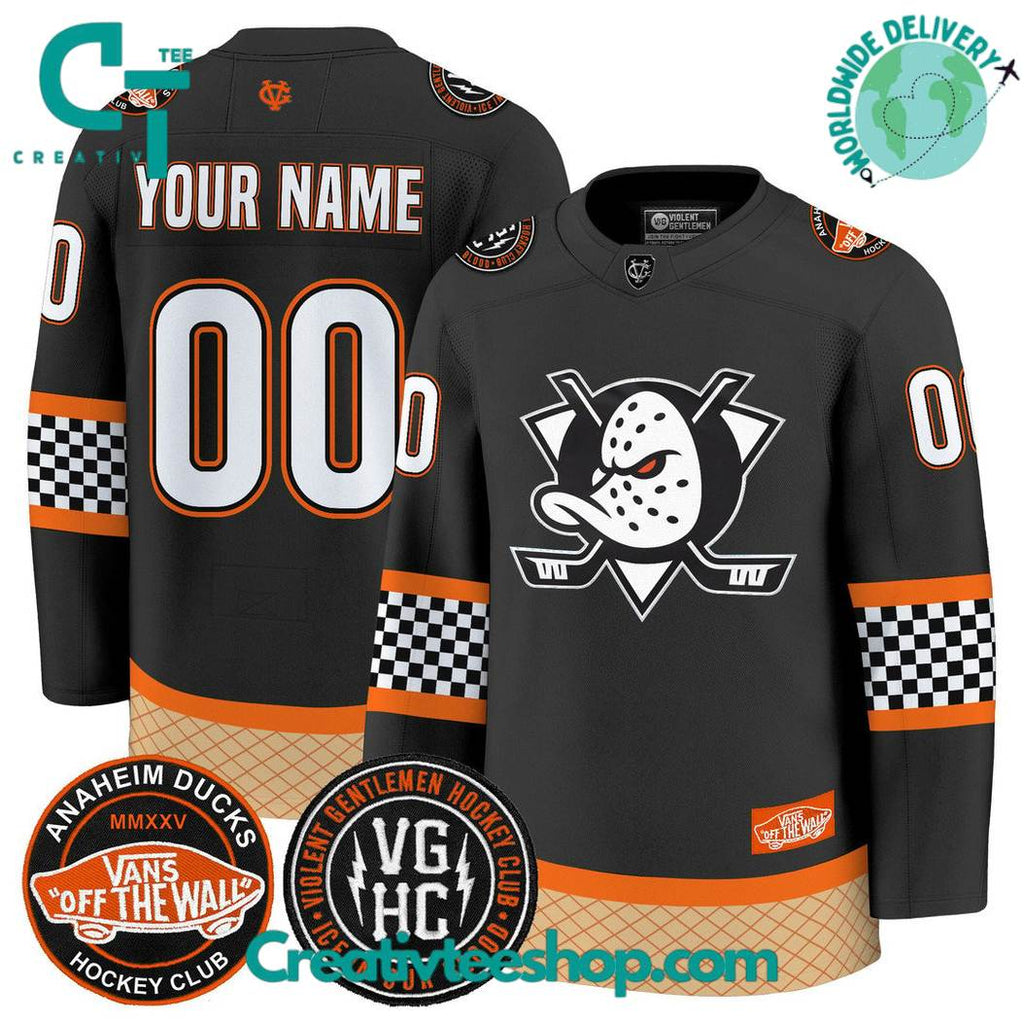 Anaheim Ducks Checkerboard X Vans Off The Wall Special Hockey Jersey