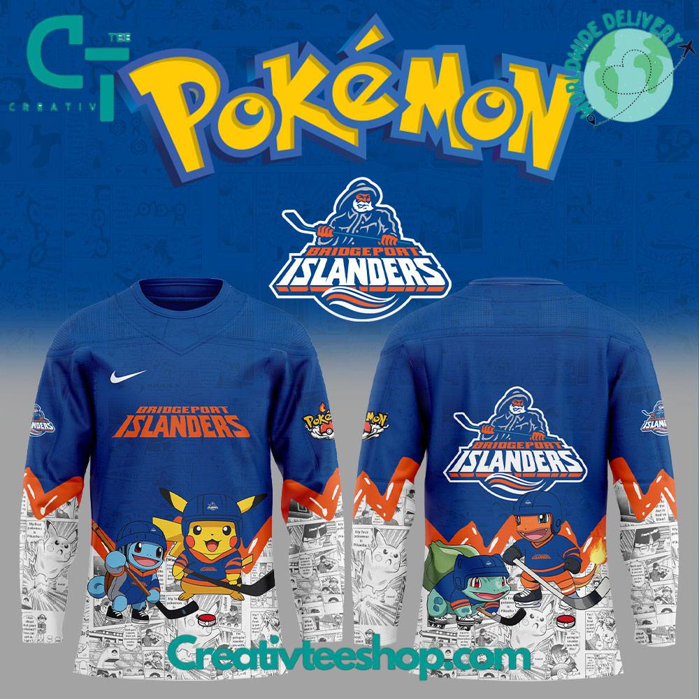 Bridgeport Islanders X Pokemon Special New Hockey Jersey