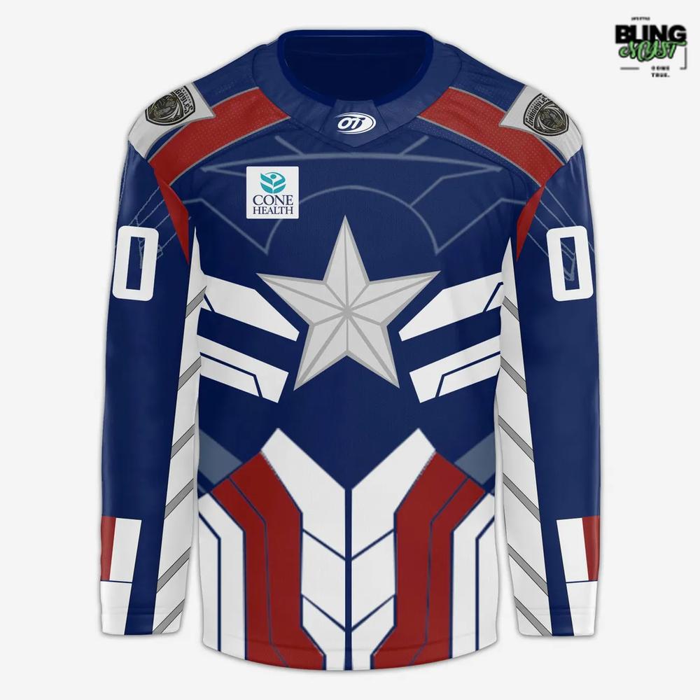 Greensboro Gargoyles Captain America Marvel Night 2025 Hockey Jersey