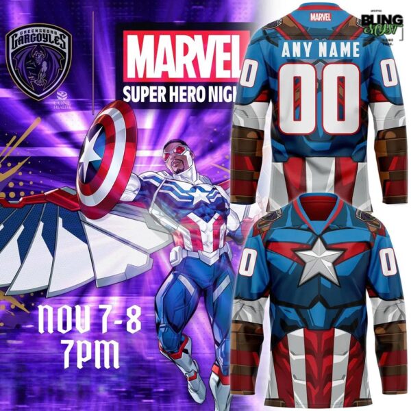 Greensboro Gargoyles Marvel Super Hero Night Special Edition Hockey Jersey