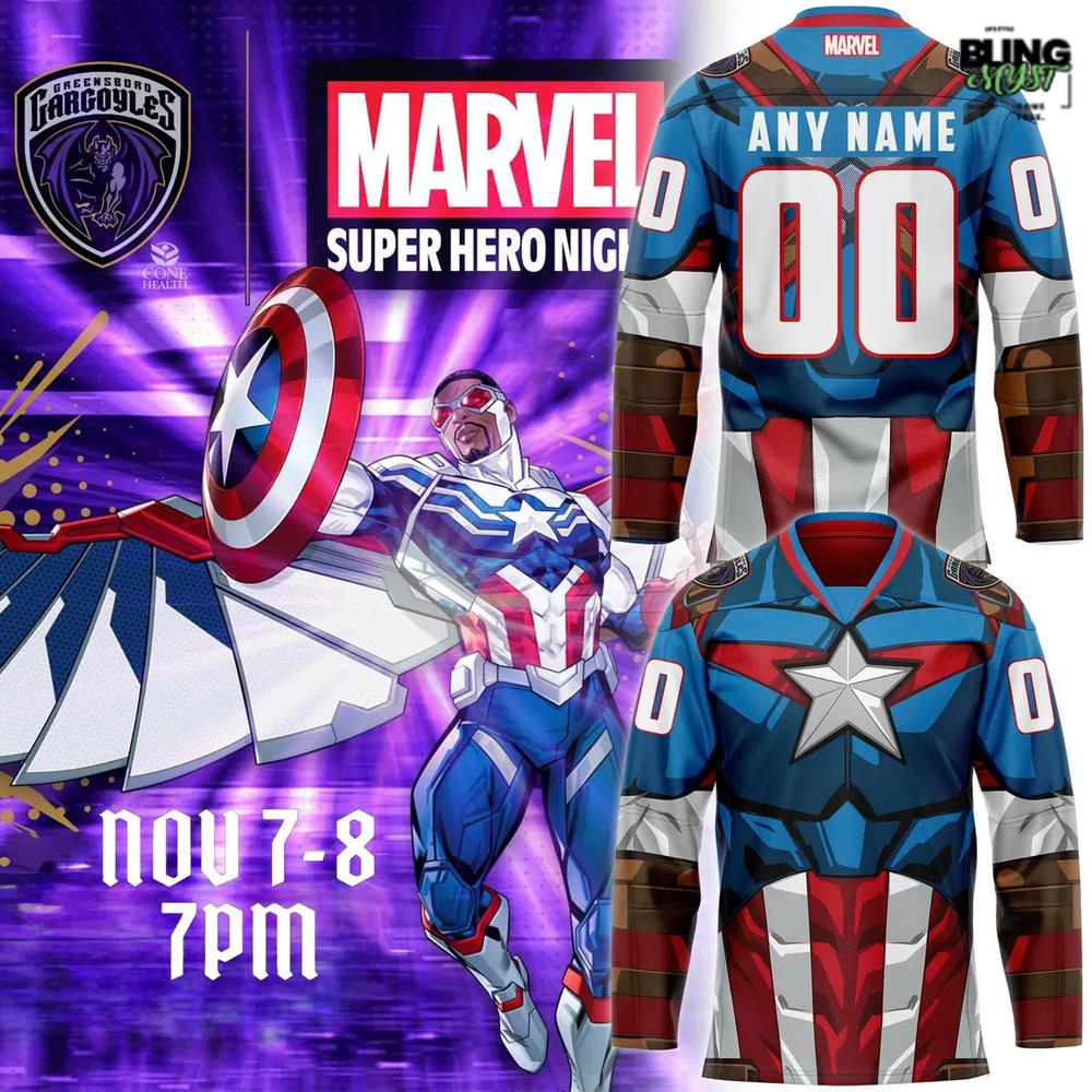 Greensboro Gargoyles Marvel Super Hero Night Special Edition Hockey Jersey