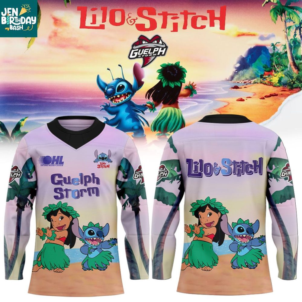 Guelph Storm Lilo &amp; Stitch 2025 Spirit Big On Defence Hockey Jersey