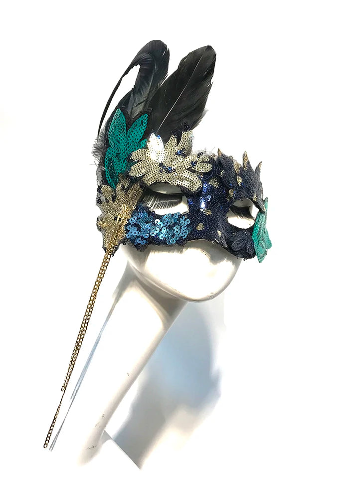 Venice Nightclub Sequins Super Flash Mask, Halloween Masquerade Party Female Cosplay Blue Female Mask
