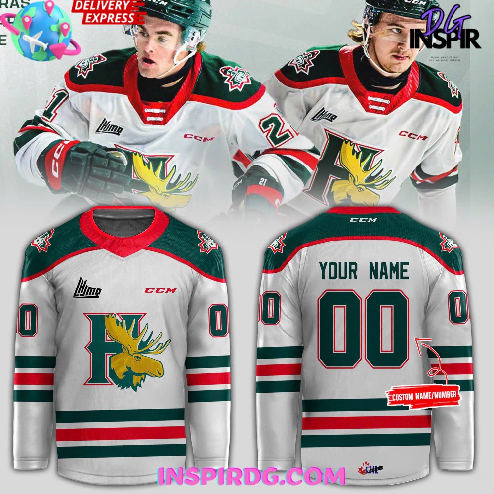 Halifax Mooseheads Ccm Branding 2024 White Hockey Jersey