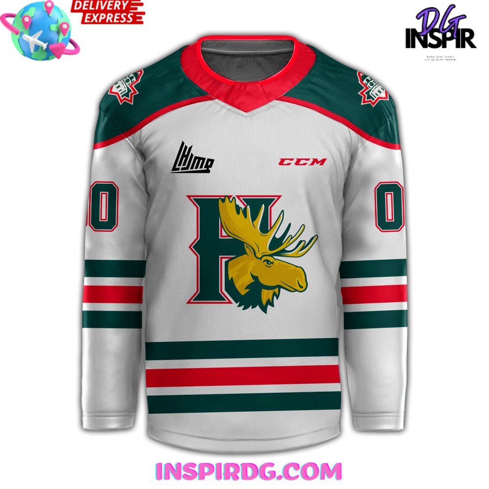 Halifax Mooseheads Ccm Branding 2024 White Hockey Jersey