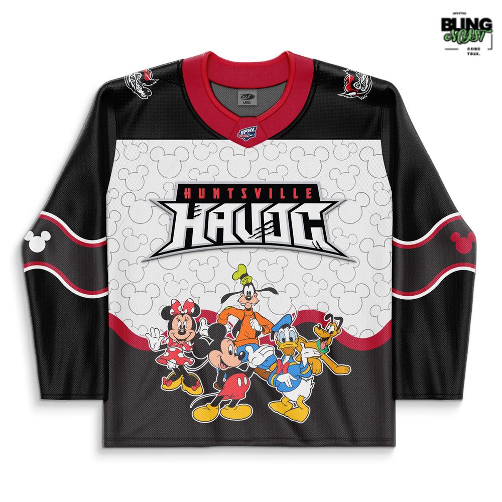 Huntsville Havoc Mickey &amp; Friends Night Hockey Jersey