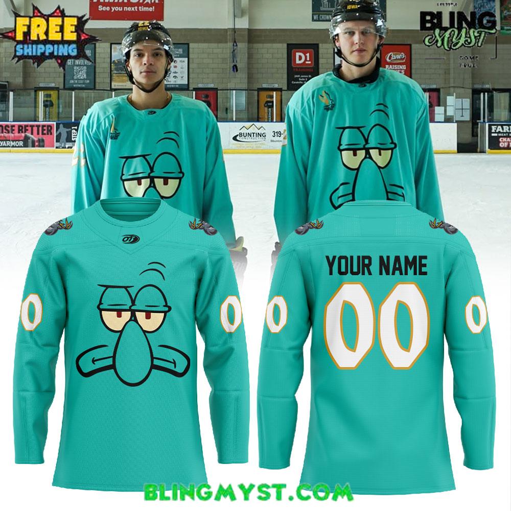Iowa Heartlanders X Squidward Spongebob 2025 Hockey Jersey
