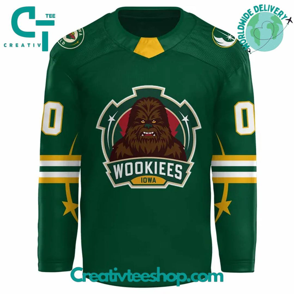 Iowa Wild X Chewbacca Star Wars Koho Pooh Bear Special Hockey Jersey