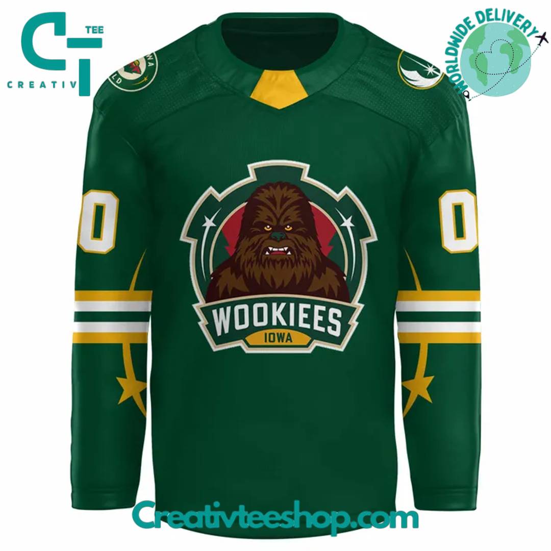 Iowa Wild X Chewbacca Star Wars Koho Pooh Bear Special Hockey Jersey