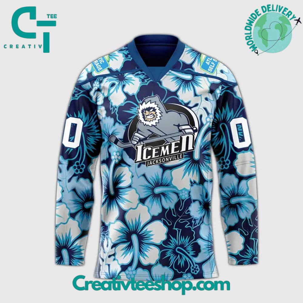 Jacksonville Icemen "Icemen Season" Worn Warm Up Raffle Hockey Jersey