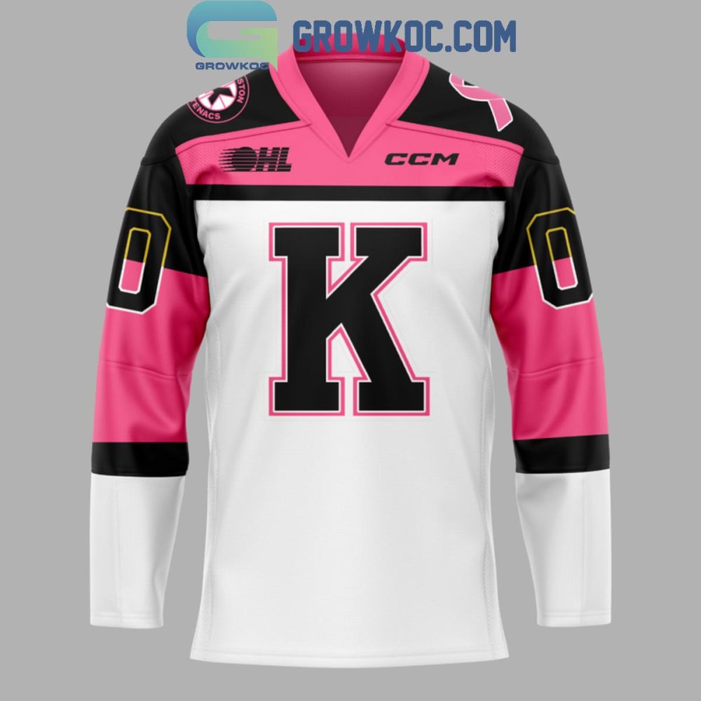Kingston Frontenacs Pink In The Rink Cancer Awareness Personalized Hockey Jersey