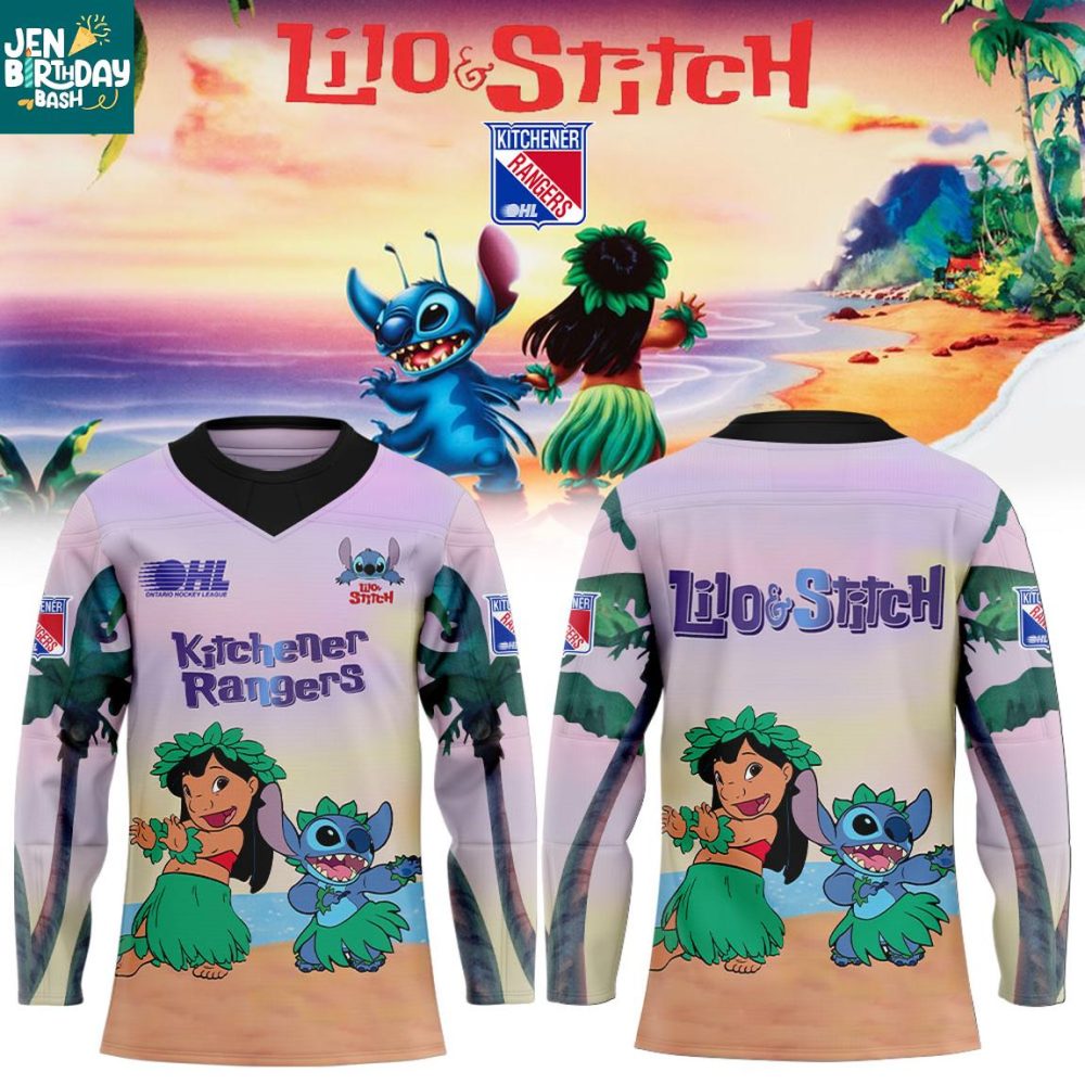 Kitchener Rangers Lilo &amp; Stitch 2025 Battle Built Hockey Jersey