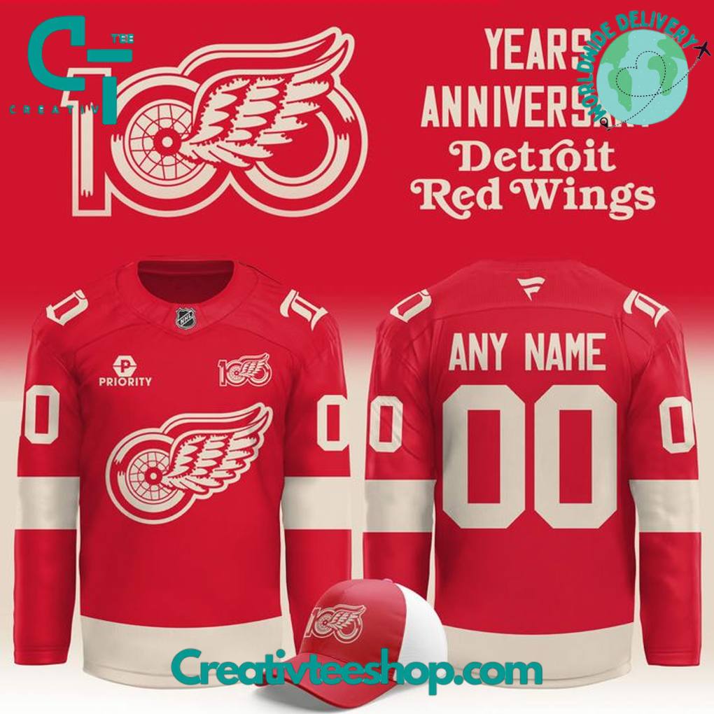 Detroit Red Wings "100 Years Of Hockeytown" Custom Red Hockey Jersey