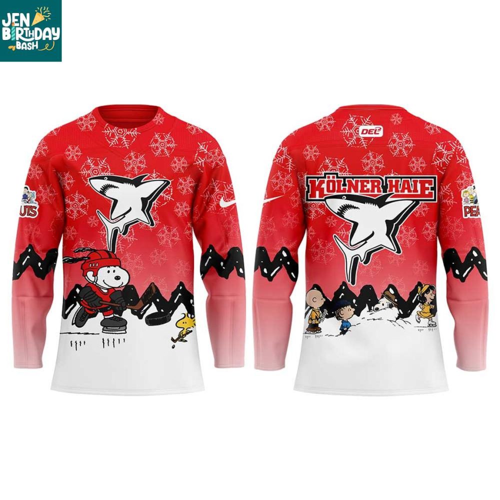 Kolner Haie Snoopy Peanuts 2025 Christmas Personalized Hockey Jersey